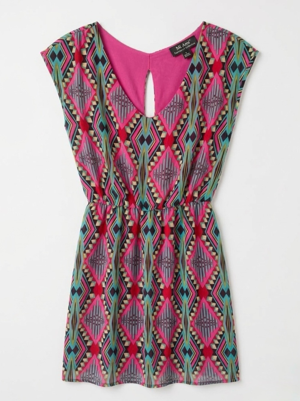 Mi Ami Francesca's Geometric Aztec Print Blouson Mini Dress Size Small Boho